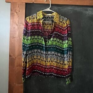 Alice and Olivia Willa StaceFace Women’s Multicolor Printed Button-Up Top size S